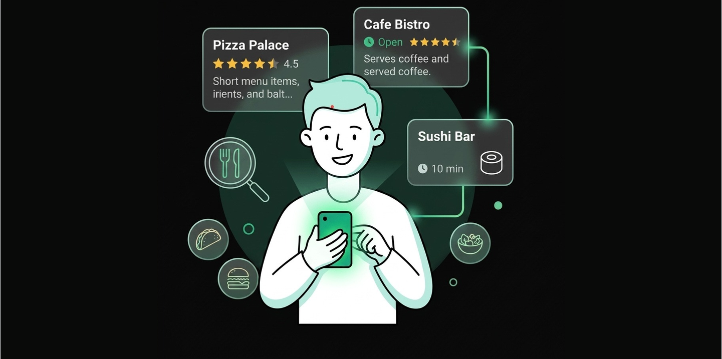 Person looking up resturants on phone